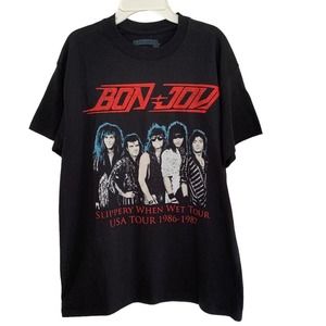 Goodie Two Sleeves Black Bon Jovi Slippery When Wet Tour Tee